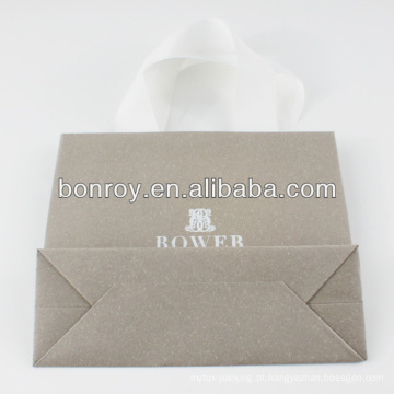 Saco de papel impresso / saco de papel promocional de luxo com alça de fita de algodão